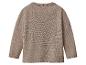 Pull tricoté marron clair pour enfant avec manches raglan et col rond.