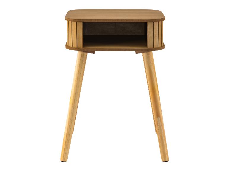 Table de chevet en bois avec compartiment ouvert et quatre pieds