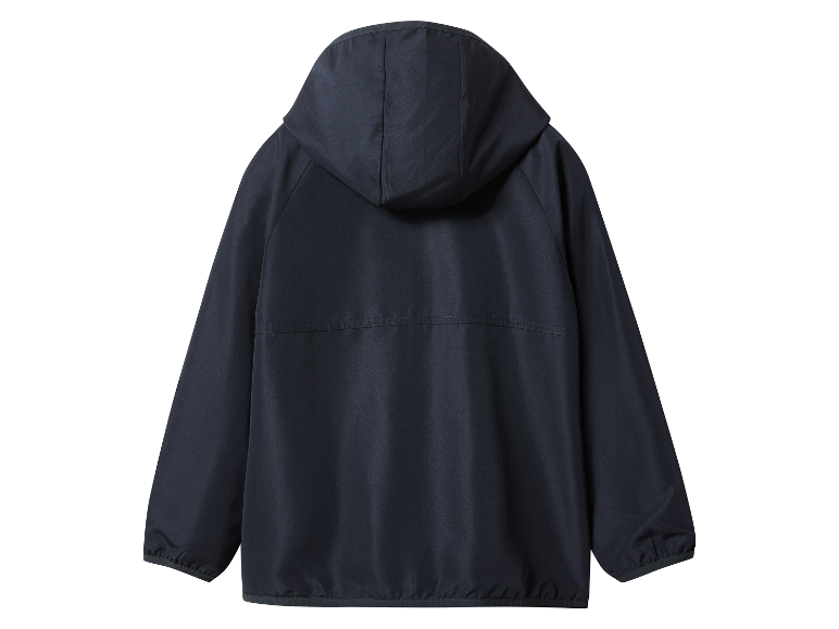 Veste coupe-vent bleu marine pour enfant avec capuche.