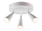 Plafonnier blanc avec trois spots orientables.