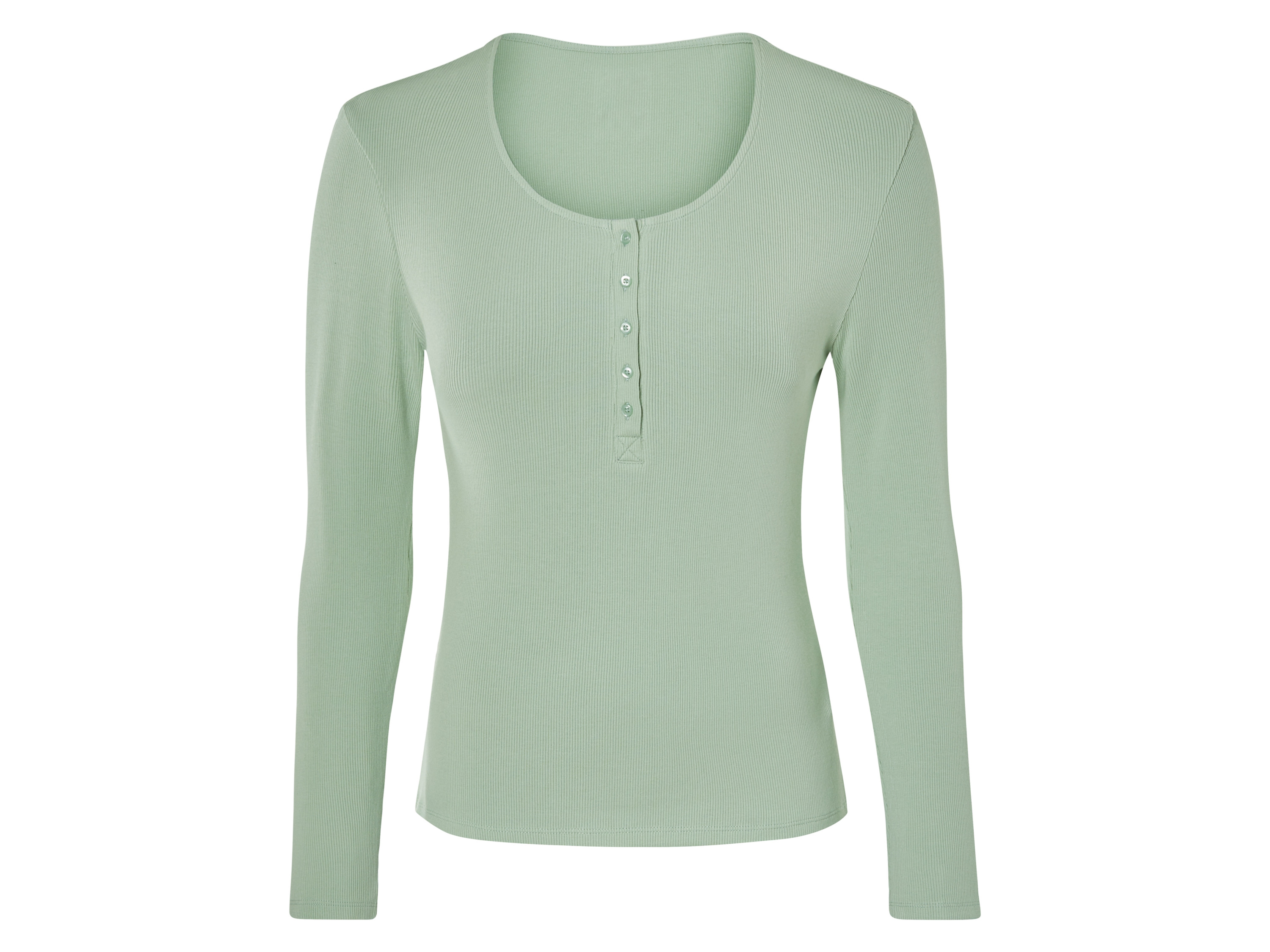 esmara® T-shirt côtelé à manches longues femme (vert, S(34/36))