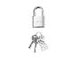 Un cadenas argenté avec un jeu de clés en dessous.