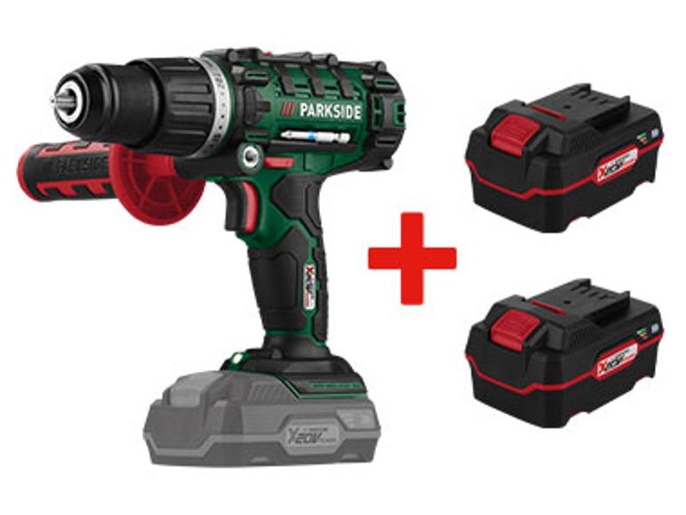 Perceuse-visseuse Parkside avec deux batteries.