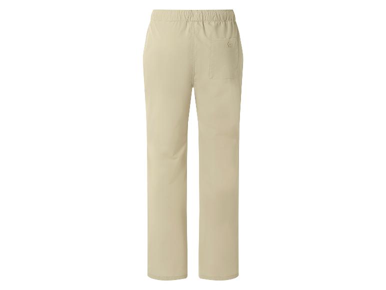 Pantalon beige à taille élastique avec poche arrière et fermeture boutonnée
