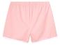 Shorts rose pâle à taille élastique et bord blanc.