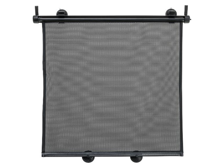 Pare-soleil de voiture noir avec fixation par ventouses.