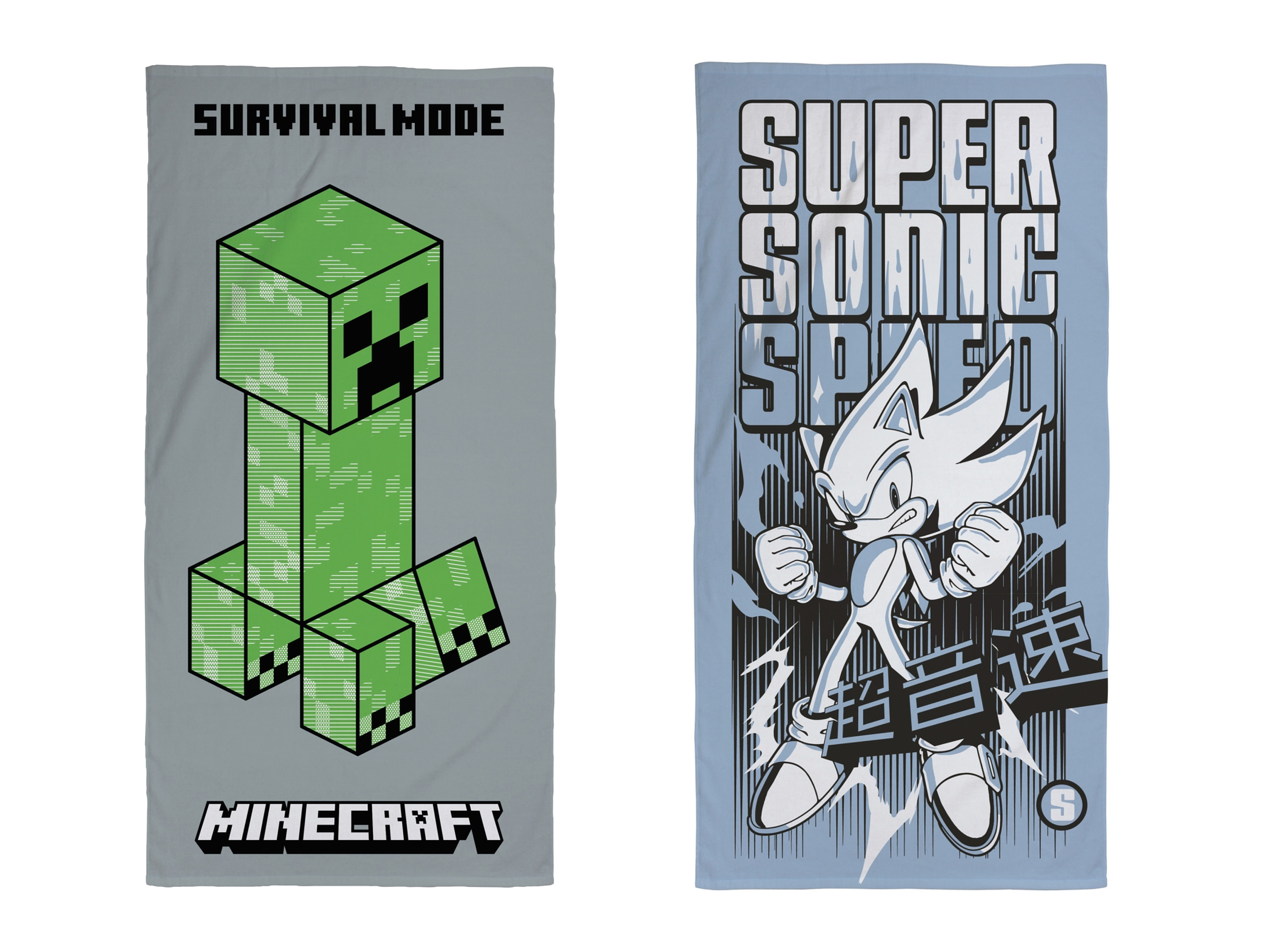Serviette de bain Minecraft ou Sonic