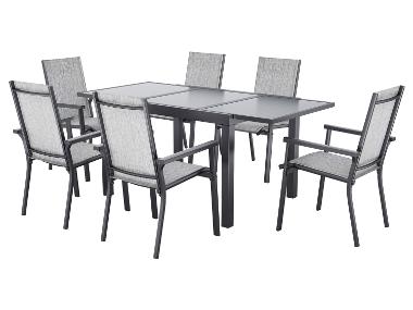 LIVARNO® Table de jardin + Lot de 6 fauteuils en aluminium Houston