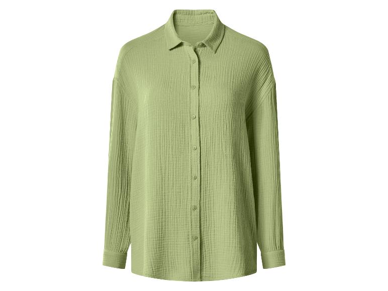 Chemise en mousseline verte à manches longues boutonnée