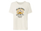Un t-shirt blanc avec un imprimé de fleurs et un soleil avec le texte 'Sun and Flowers Make One Feel Happy and Free Every Day'.
