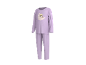 Pyjama violet à manches longues et pantalon, avec un ours endormi sur la lune.