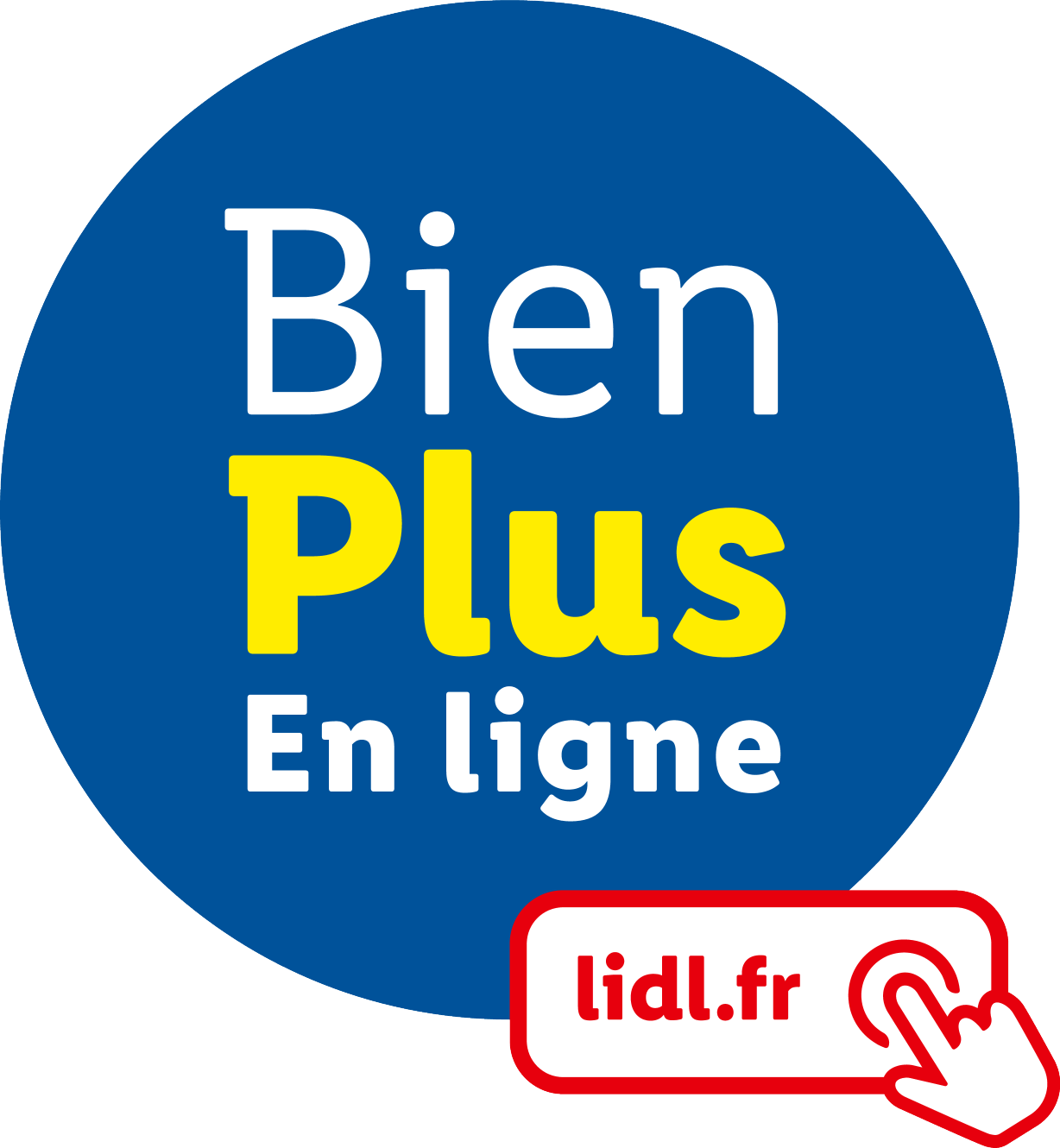 Sceau avec le texte «Bien Plus En ligne» et «.fr».