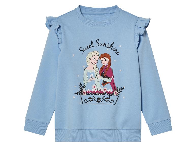 Sweat-shirt bleu clair à volants, motif La Reine des Neiges.