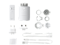 Système de thermostat intelligent Tado° avec unité centrale, capteur de température et accessoires.