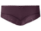 Une paire de culottes violettes foncées avec de la dentelle.