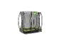Trampoline rectangulaire avec filet de sécurité et détails vert lime.