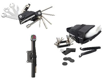 CRIVIT Outil multifonction pour vélo ou sacoche de selle avec outils ou mini-pompe à manomètre