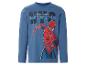 T-shirt bleu à manches longues avec imprimé Spider-Man et texte 'NEW YORK CITY'.