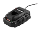 Chargeur de batterie noir avec texte X 12 V Team et indicateurs de charge.