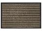 Paillasson rayé marron et beige avec une bordure noire.