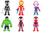 Figurines Black Panther, Iron Man et Spider-Man.