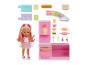 Poupée Kandi Kids aux cheveux arc-en-ciel et ensemble de cuisine rose avec moules et accessoires.