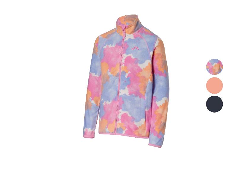 Veste polaire enfant avec motif tie-dye coloré et fermeture éclair.
