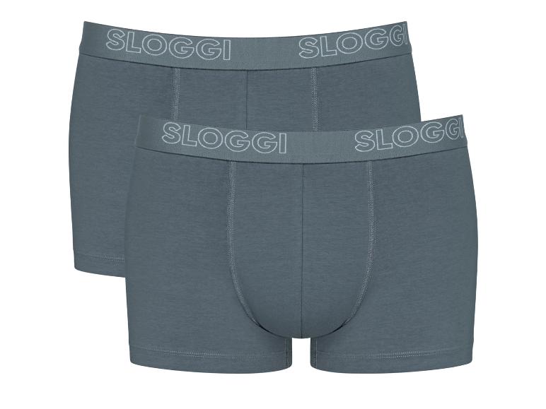 Deux paires de boxers Sloggi en bleu foncé.