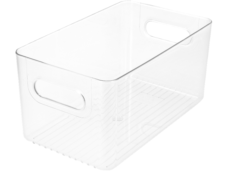 Bac de rangement en plastique transparent avec poignées