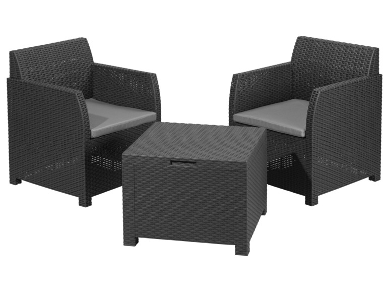 Aller en mode plein écran : LIVARNO home Ensemble de meubles de balcon, anthracite/gris, 3 pièces - Image 1