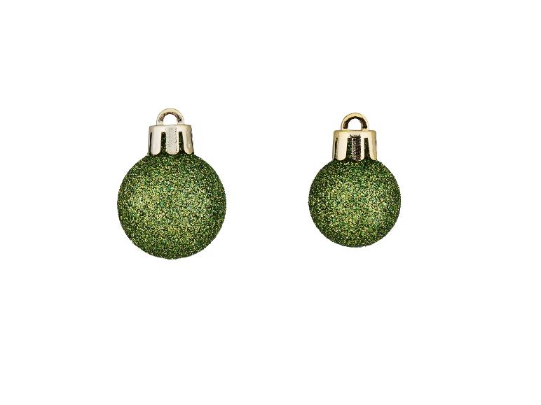 Deux boules de Noël vertes à paillettes