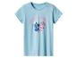 T-shirt bleu clair à manches courtes avec imprimé Stitch et Angel dans un cœur.