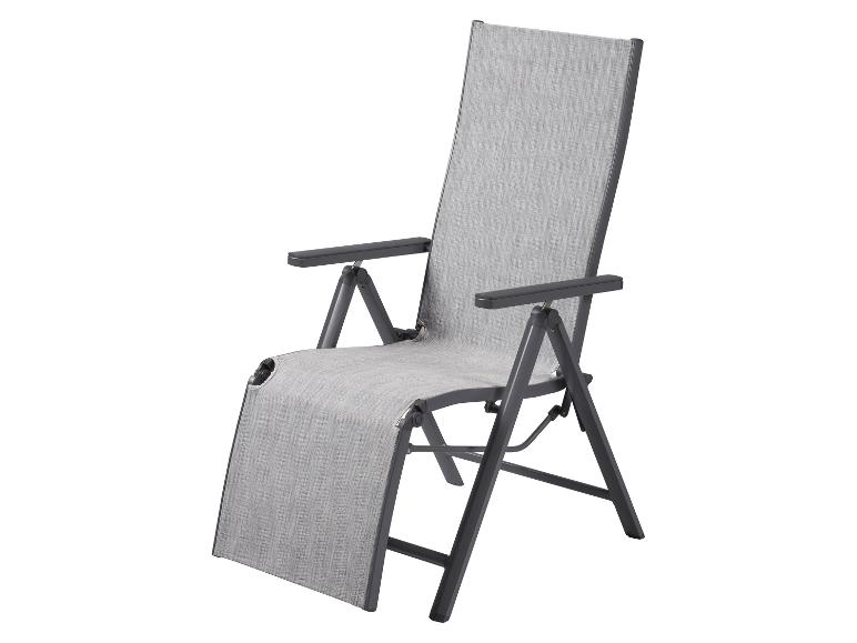 Chaise de jardin pliable gris clair avec accoudoirs