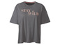 T-shirt gris avec imprimé 'Stay Wild' en motif léopard.