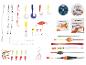 Un assortiment de leurres, hameçons, plombs et flotteurs pour la pêche.