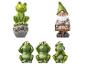 Nain de jardin avec panneau 'WELCOME' et grenouilles décoratives