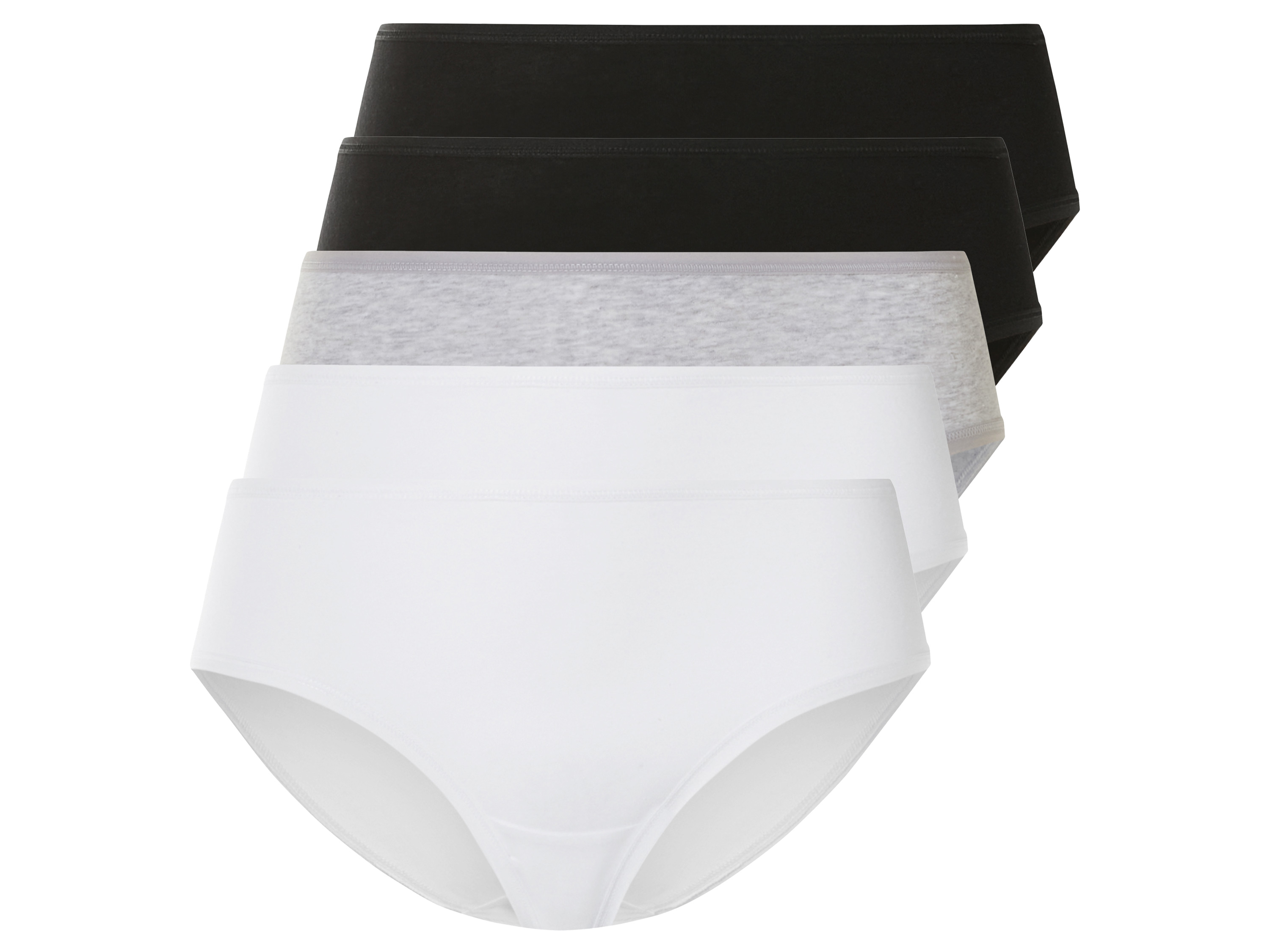 esmara® Lot de 5 hipsters femme (noir/gris/blanc, S(34/36))