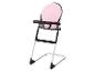 Chaise haute rose et noire pour bébé avec plateau et repose-pieds