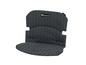 Un rehausseur de chaise pour bébé noir avec un motif hexagonal de BeSafe.