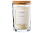 Bougie parfumée 'Crisp Cotton' dans un pot en verre avec couvercle en liège.