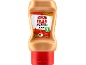 Sauce mayonnaise peri peri douce en bouteille, avec informations nutritionnelles et indication végétarienne.