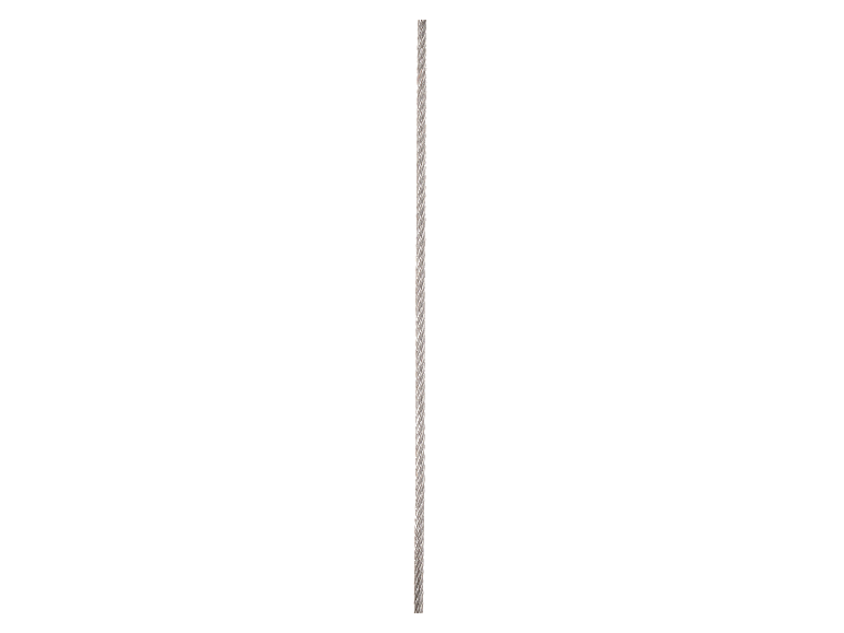 Câble en acier inoxydable sur fond blanc.
