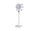 Ventilateur sur pied blanc avec tête oscillante et affichage numérique