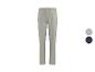 Pantalon gris clair avec cordon de serrage et deux options de couleur : gris et bleu foncé.