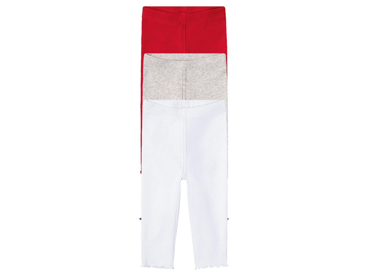 lupilu® Lot de 3 leggings côtelés bébé (50/56, rouge/gris/blanc)