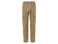 Pantalon cargo beige avec taille élastique.
