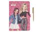 Carnet de notes 'FOREVER GIRLIE' avec deux filles dessinées et un stylo doré.