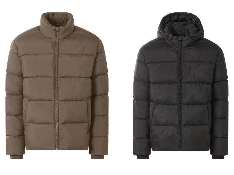 Deux doudounes pour hommes, une marron et une noire, sur fond blanc.
