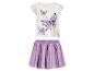 T-shirt blanc avec papillons violets et jupe en tulle violette et blanche