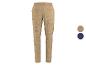 Pantalon en tweed marron clair avec un bouton, avec option de couleur bleu marine.